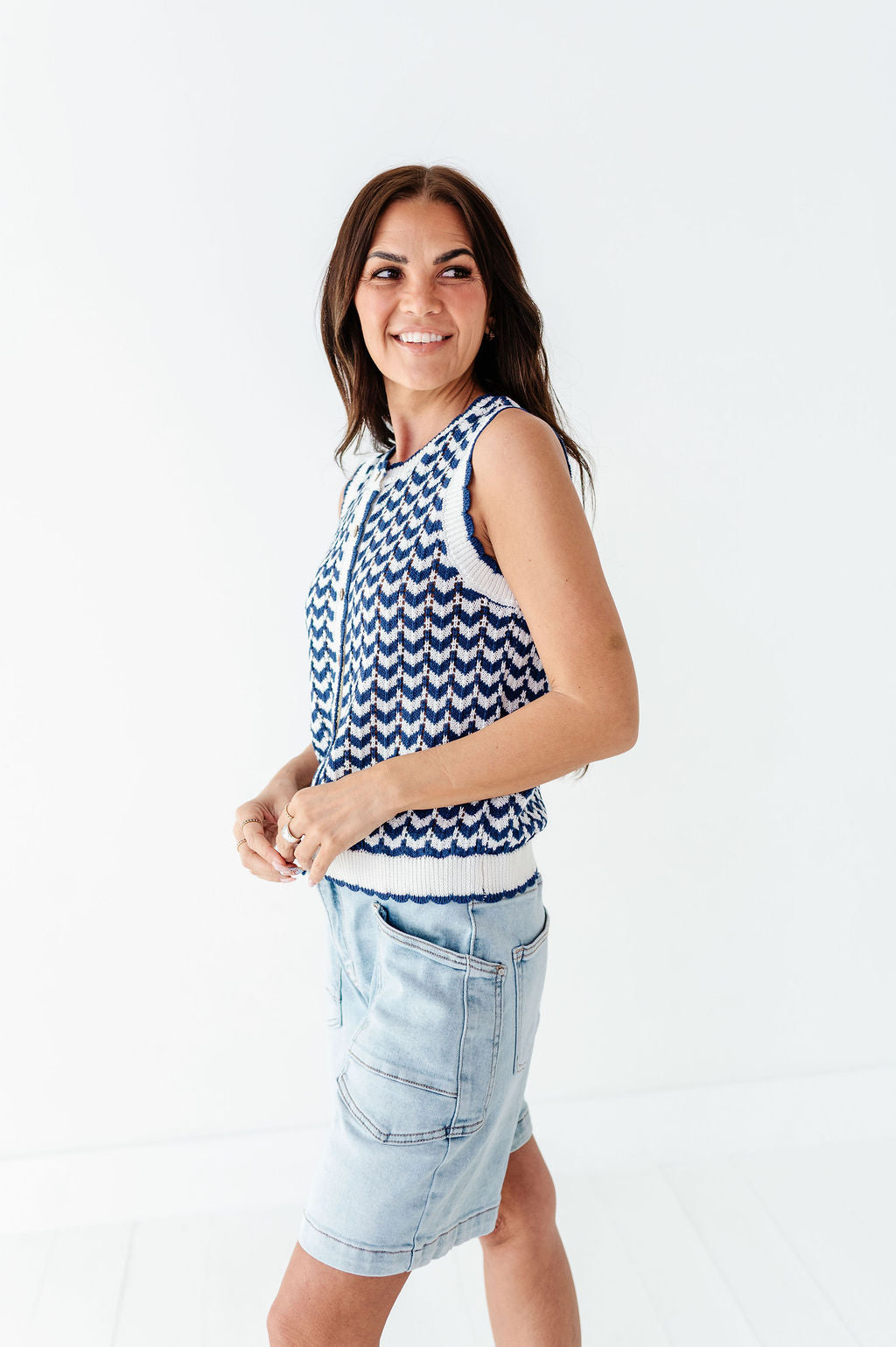 Brooklyn Crochet Vest in Navy