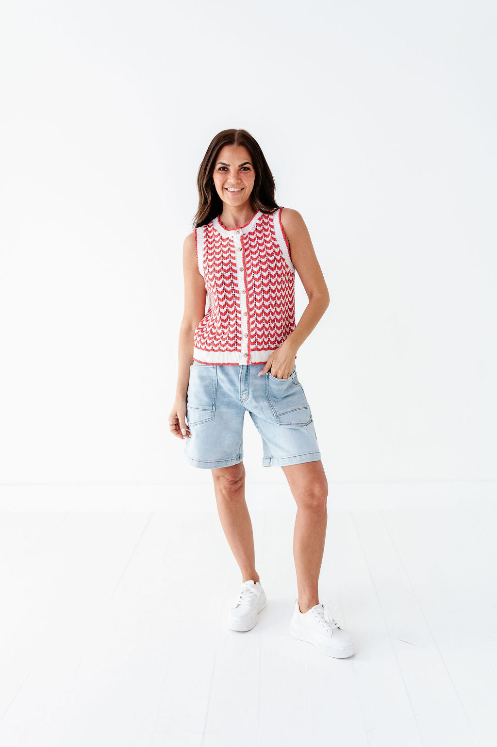 Brooklyn Crochet Vest in Red