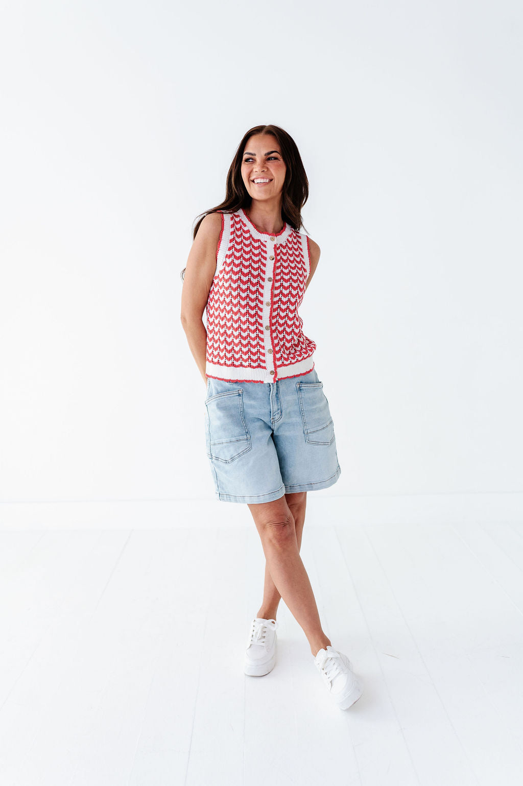 Brooklyn Crochet Vest in Red