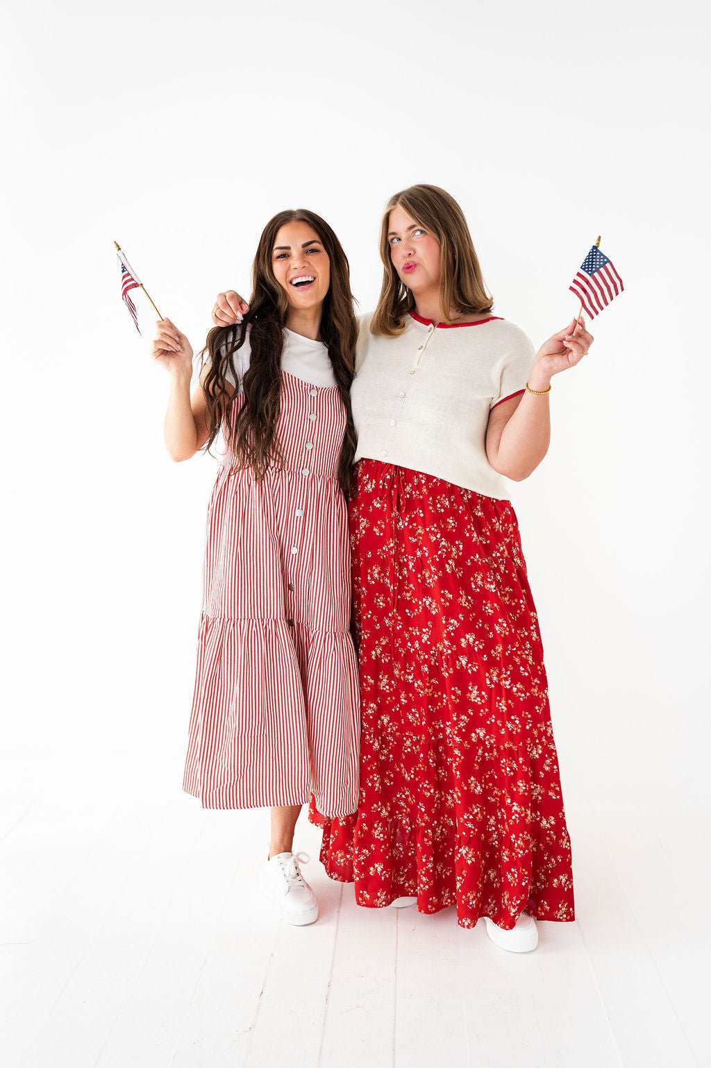 Cheyanne Overall Dress in Red Stripe