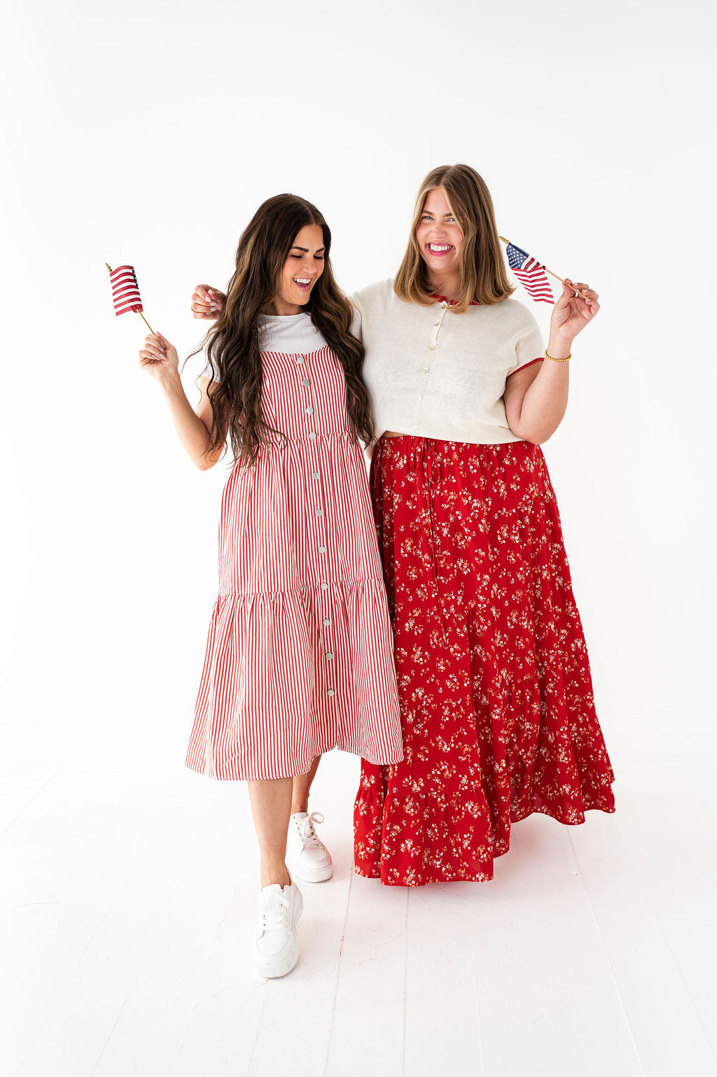Cheyanne Overall Dress in Red Stripe