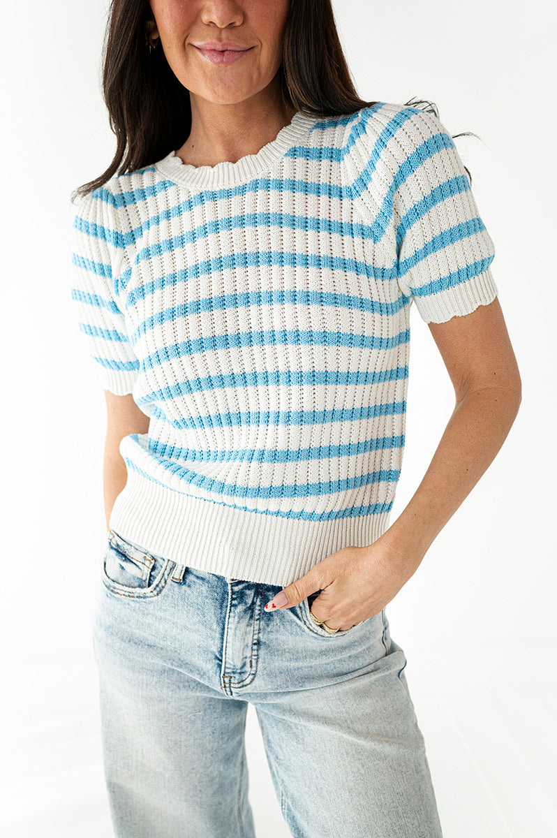 Dakota Striped Top in Blue