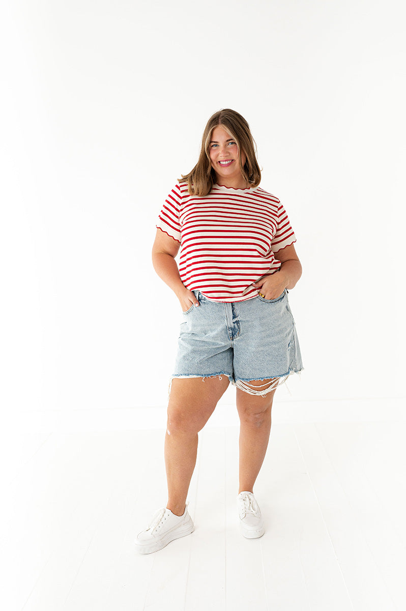 Lincoln Striped Top in Red