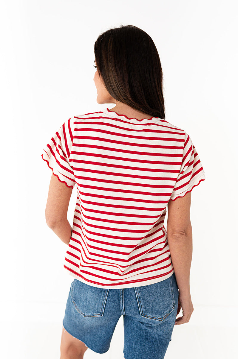 Lincoln Striped Top in Red