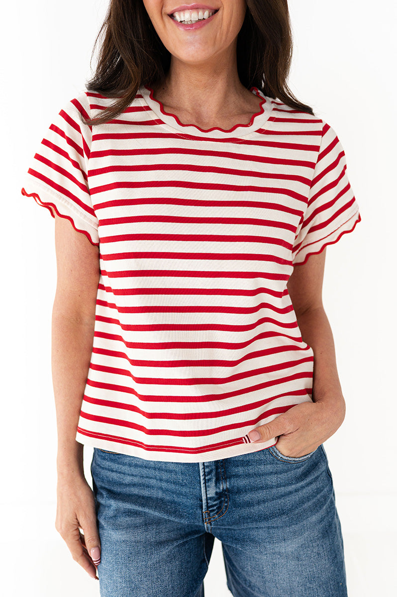 Lincoln Striped Top in Red