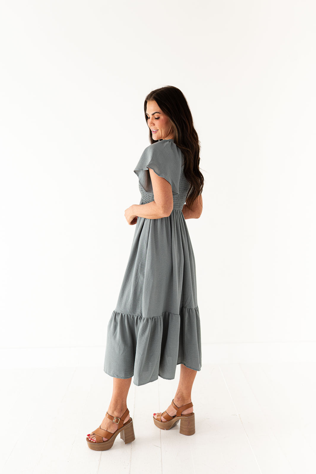 Mollie Midi Dress in Powder Blue