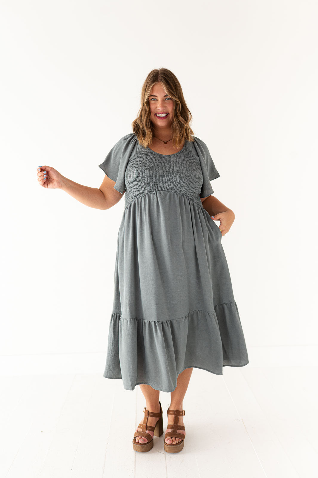 Mollie Midi Dress in Powder Blue