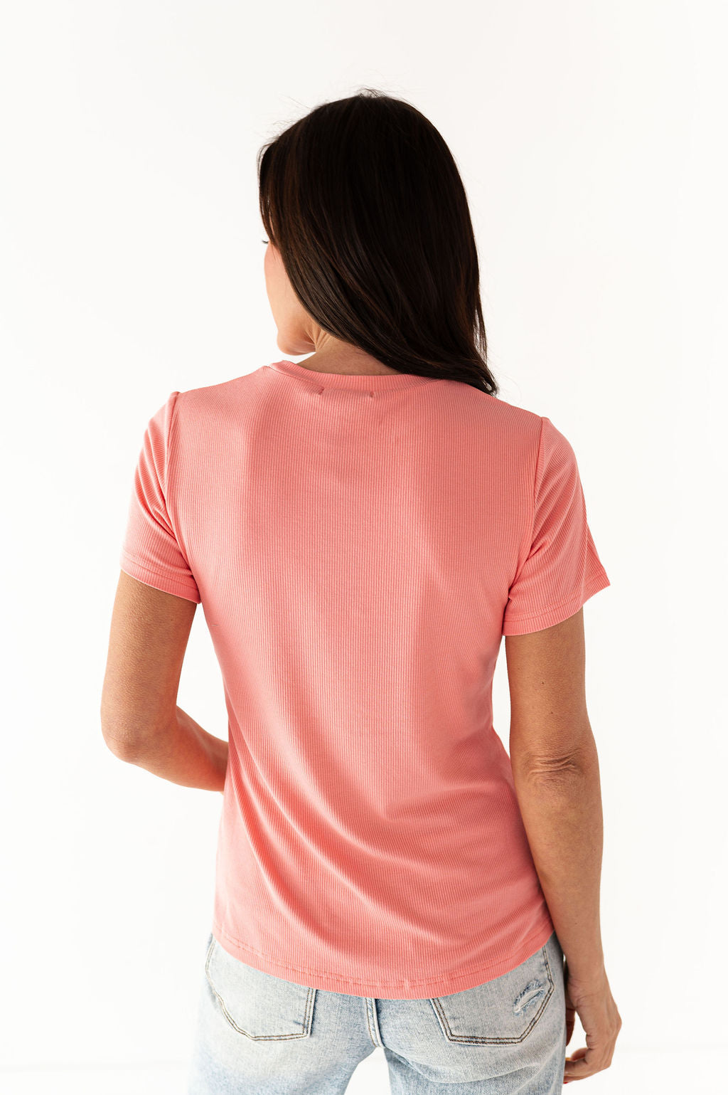 Brandy Ribbed Top in Coral