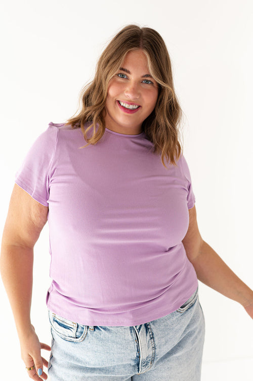 Brandy Ribbed Top in Lavender