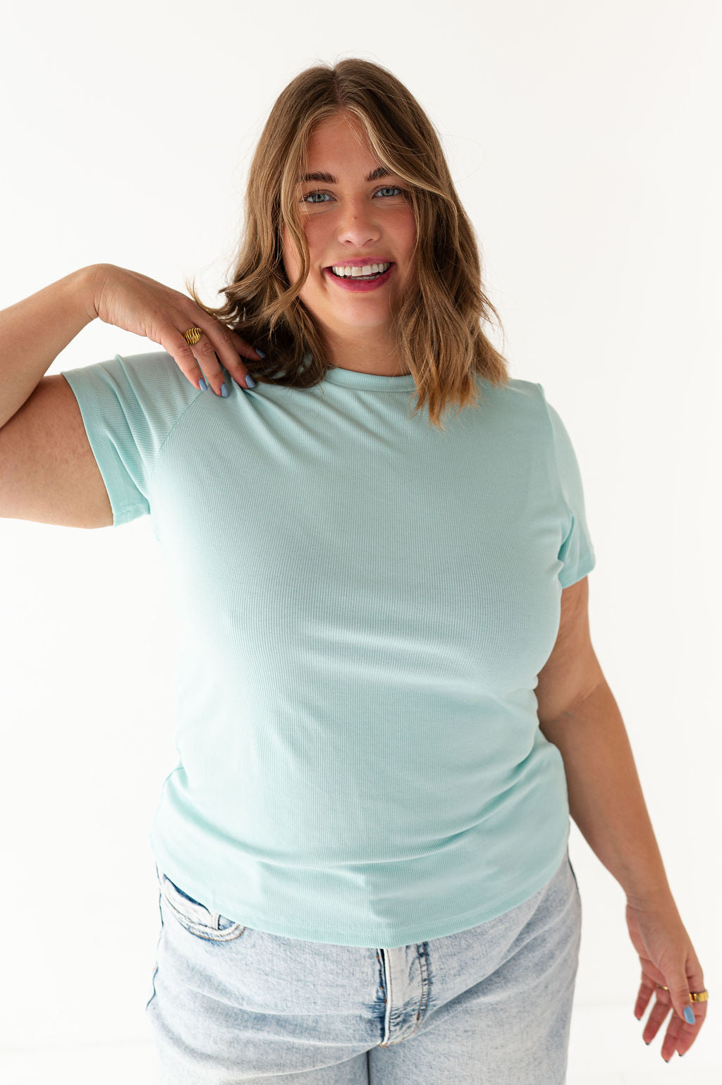 Brandy Ribbed Top in Seafoam