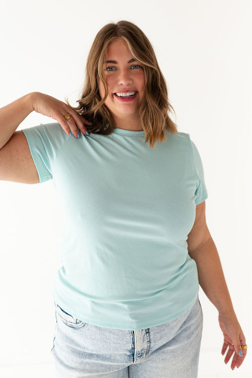 Brandy Ribbed Top in Seafoam